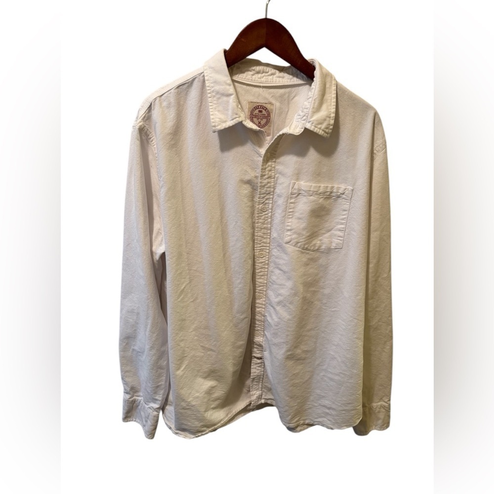 Fat Face White Cotton Button Down LS Shirt Sz XXL United Kingdom Casual Pocket